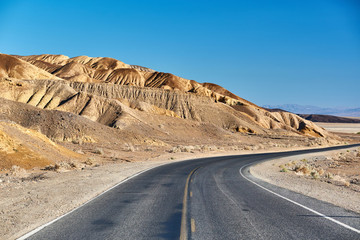Open highway in Death Valley National Park, California, USA.