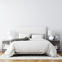 Interior Bedroom Wall Background Mockup
