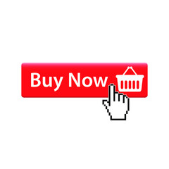 buy now red button. website element. online shop icon, shopping cart icon