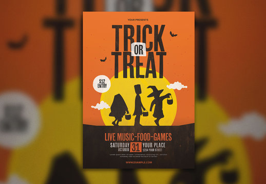 Graphic Trick or Treat Halloween Flyer Layout