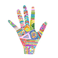 Ornate hand, boho style. Sketch for your design
