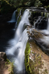 Long exposure shot of waterfall, in the Brecon Beacons, Wales scenic waterfall with flowing water
