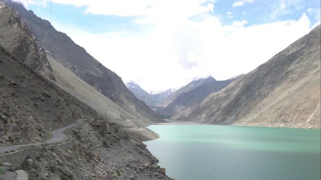 Skardu Satpara Lake Breathtaking Picturesque Panoramic View of Snow Capped Mountains at Background