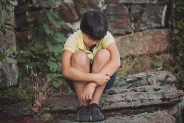 Portrait of sad little boy