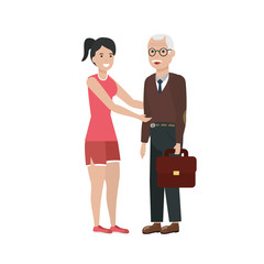 Grandfather and boy cartoon vector design