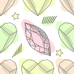 Seamless pastel diamonds pattern. Background with colorful gemstones.