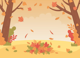 Naklejka na ściany i meble forest autumn season landscape scene