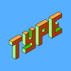 Type text with 3d isometric effect Vector