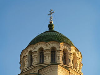 Dome of Vladimir Cathedral in Astrakhan. Russia.