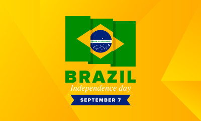 Brazil Independence Day. Happy national holiday. Freedom day. Celebrate annual in September 7. Brazil flag. Patriotic brazilian design. Poster, card, banner, template, background. Vector illustration