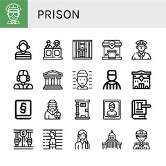 Set of prison icons such as Cop, Prisoner, Jury, Jail, Police station, Judge, Legal, Law, Criminal, Prison, Arrest, Lawyer, Government, Police , prison