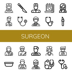 Set of surgeon icons such as Nurse, Scalpel, Stethoscope, Doctor, Medical appointment, Surgeon, Pharmacist, Surgical tray, Paramedic , surgeon