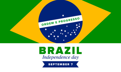 Brazil Independence Day. Happy national holiday. Freedom day. Celebrate annual in September 7. Brazil flag. Patriotic brazilian design. Poster, card, banner, template, background. Vector illustration