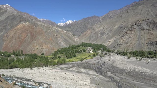 Skardu Sadpara Village with Breathtaking Picturesque Panoramic View of Snow Capped Mountains at Background
