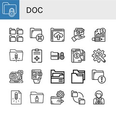 Set of doc icons such as Folder, Folders, Report, Content, Svg, Page, Reporter , doc