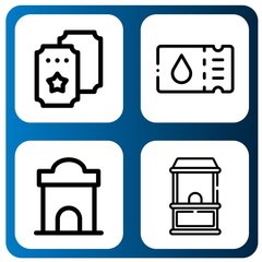 Set of admit icons such as Ticket, Ticket office , admit