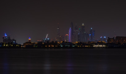 Fototapeta na wymiar Dubai Marina in the night. View from palma jumeirah island