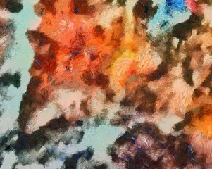 Multicolor brush strokes in oil structure. Grunge fine art mixed media texture. Artistic detailed background. Interesting designed pattern. Prints backdrop.