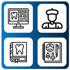 Set of stationery icons such as Tooth, Artist, Sketchbook , stationery