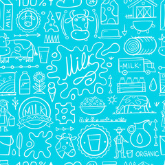 Milk farm, seamless pattern for your design