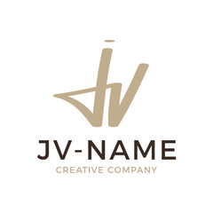 simple JV handwriting script initial logo vector