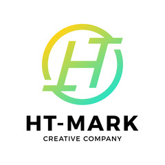 geometric circle ht th company logo letters design concept