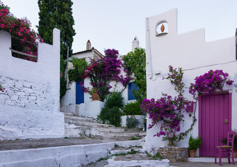 Architecture in the Chora village of Alonnisos island, Greece