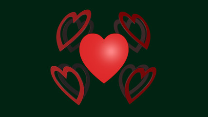 3d rendering of Love Hearts, Heart icon with nice  background