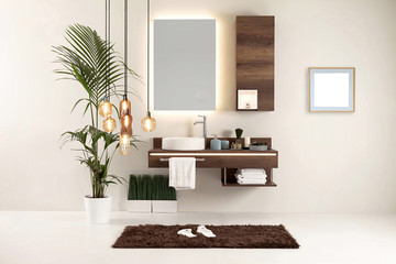 white wall clean bathroom style and interior decorative design for home, hotel and office