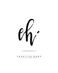 Fototapeta na wymiar E H EH initial logo signature vector. Handwriting concept logo.