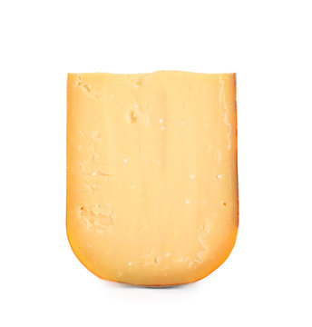 Piece Of Tasty Cheddar Cheese Isolated On White