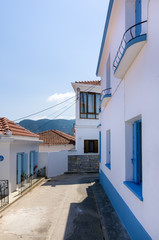 Fototapeta na wymiar Architecture in the Chora village of Skopelos island, Greece