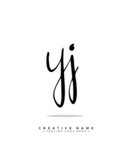 Y J YJ initial logo signature vector. Handwriting concept logo