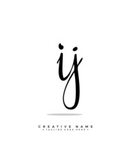 I J IJ initial logo signature vector. Handwriting concept logo