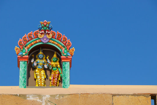Hindu God Shiva and Parvathi Statue in Temple