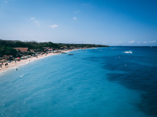 Dron shot of a nice beach in Playa blanca, Barú, Colombia