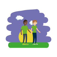 Couple in park vector design