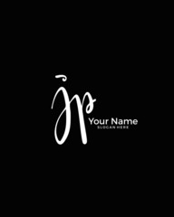 J P JP initial logo signature vector. Handwriting concept logo