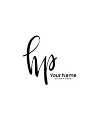H P HP initial logo signature vector. Handwriting concept logo