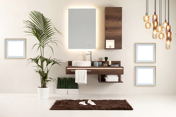 white wall clean bathroom style and interior decorative design for home, hotel and office
