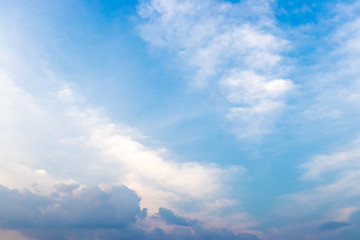 Clear beautiful blue sky with white cloud background