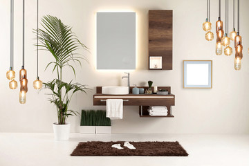 wood design bathroom and interior design. decorative objects for the home, office, hotel