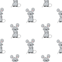 Cute and funny mouse. Seamless background. One of the Chinese New Year symbols. Vector illustration.
