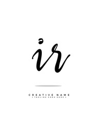 I R IR initial logo signature vector. Handwriting concept logo.