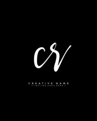 C R CR initial logo signature vector. Handwriting concept logo.