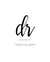 Fototapeta na wymiar D R DR initial logo signature vector. Handwriting concept logo.