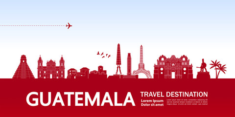 Guatemala travel destination grand vector illustration.