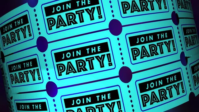 Join the Party Event Celebration Tickets Passes 3d Animation