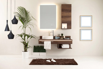 wood design bathroom and interior design. decorative objects for the home, office, hotel