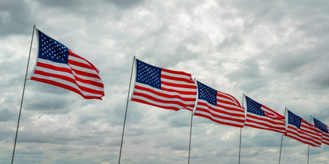 American flags in wind